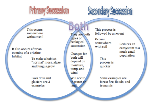 primary succession vs secondary succession venn diagram