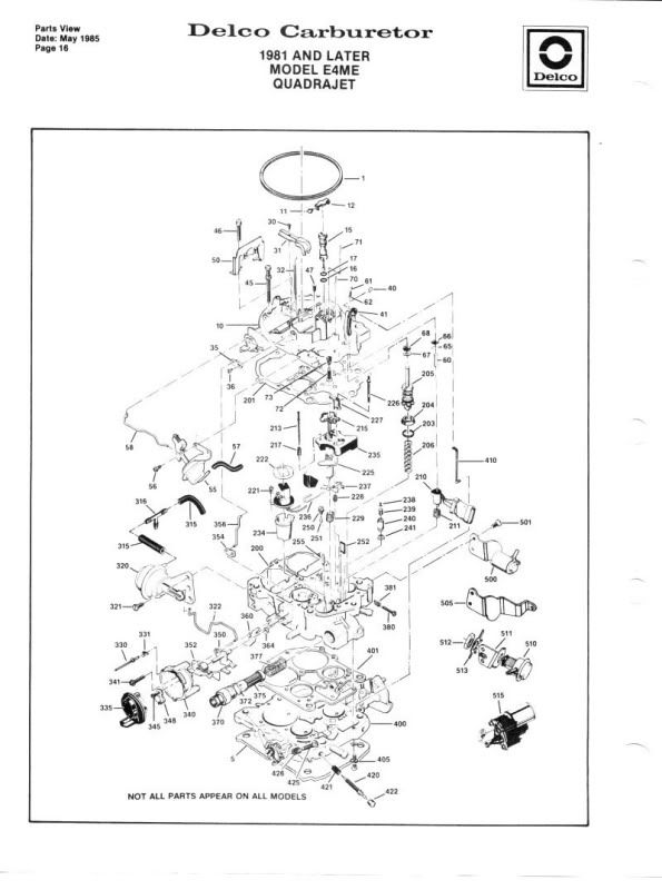 quadrajet parts diagram