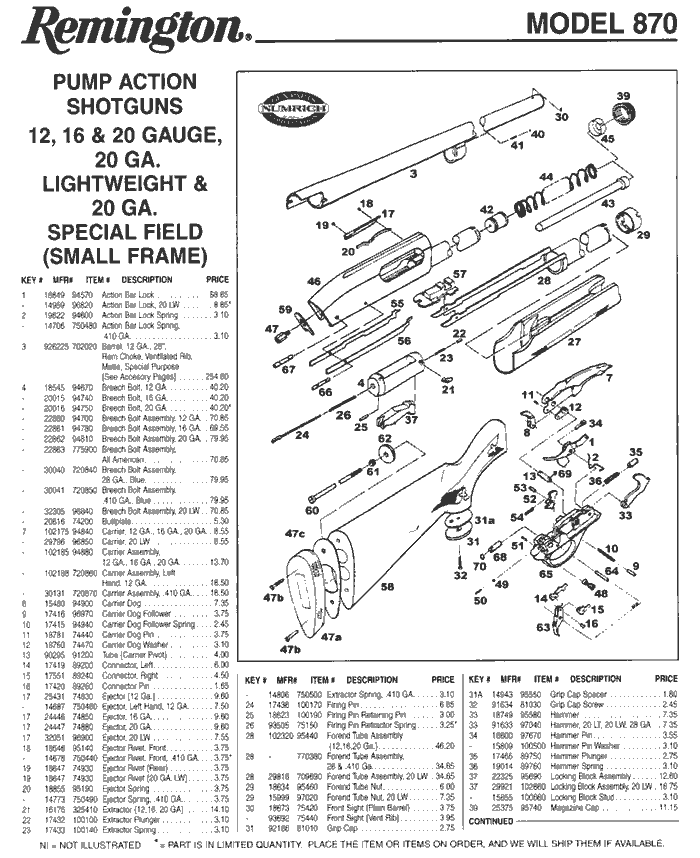 remington 870 express parts diagram