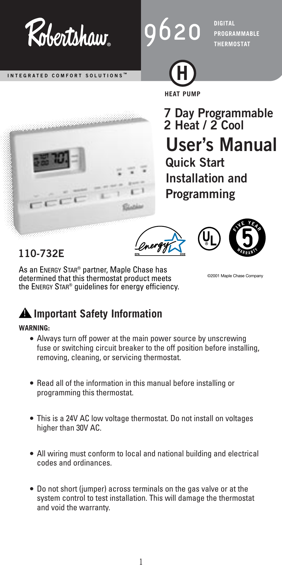 robertshaw 9620 thermostat wiring diagram