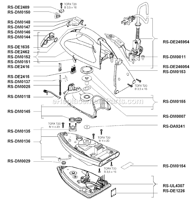 rowenta dg5030 parts diagram