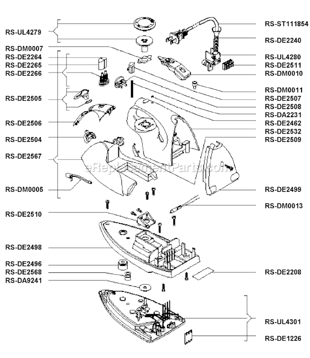 rowenta dg5030 parts diagram