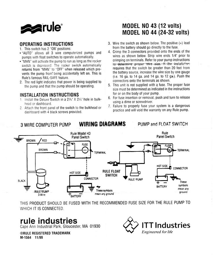 rule 1100 gph automatic bilge pump wiring diagram
