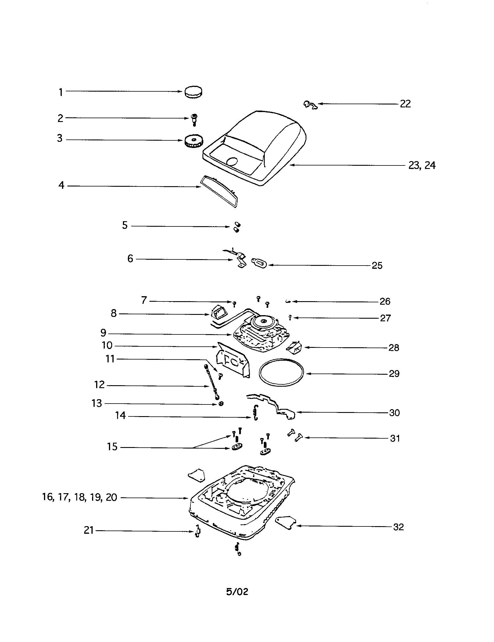 sanitaire vacuum parts diagram
