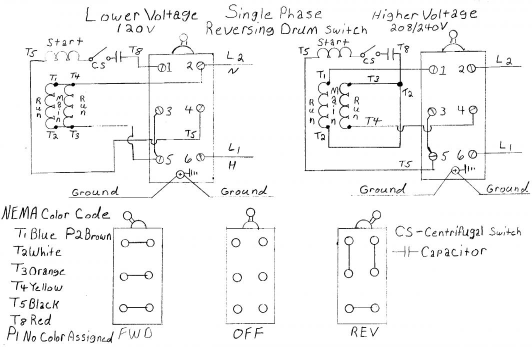 skyey motor wiring diagram on the drum switch forward and reverse 1 phase