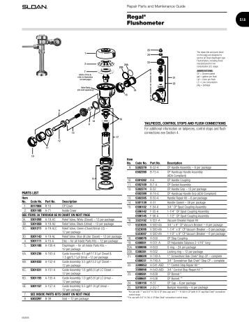 sloan flush valve diagram