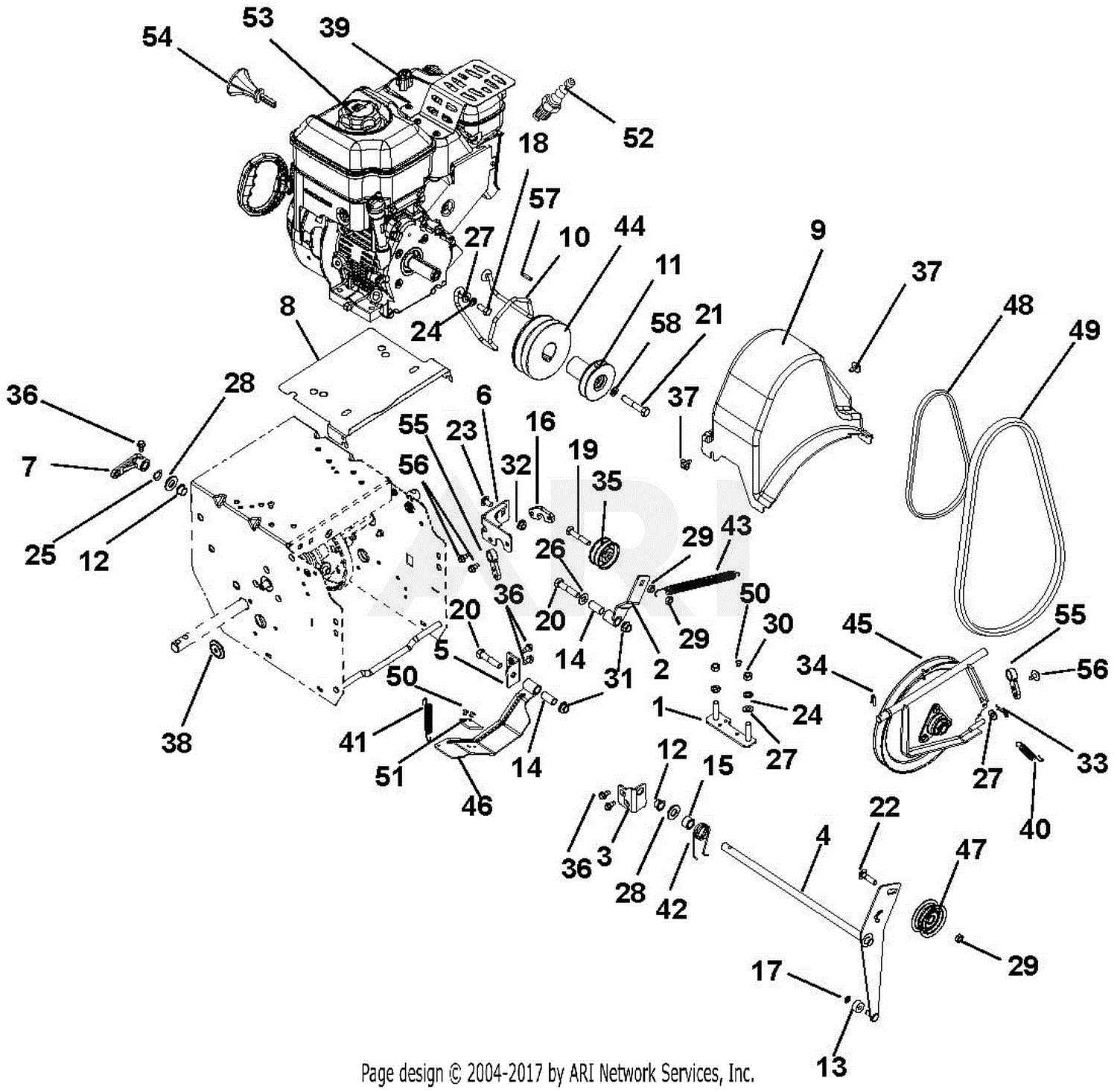 snapper i524 snowblower parts diagram