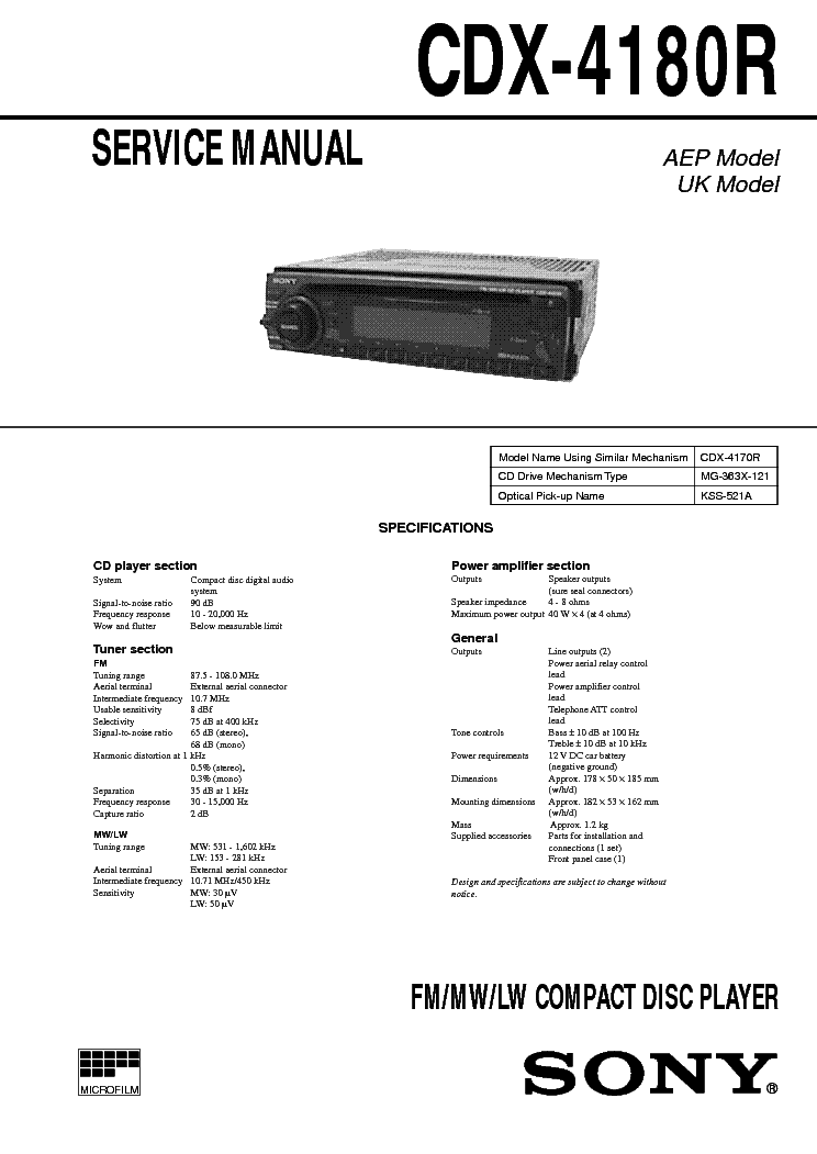 sony cdx-4000x wiring diagram