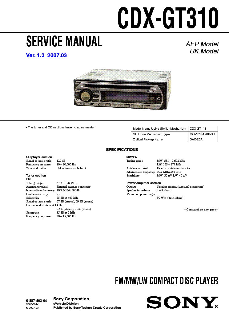 sony cdx gt06 wiring diagram