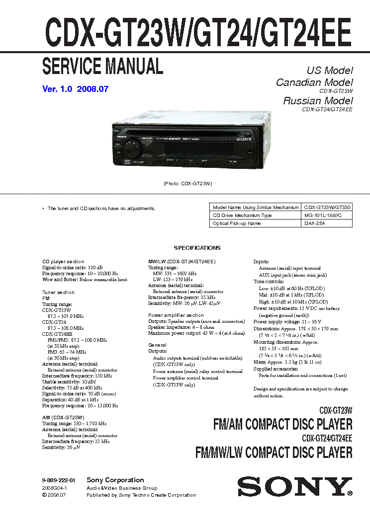 sony cdx gt130 wiring diagram