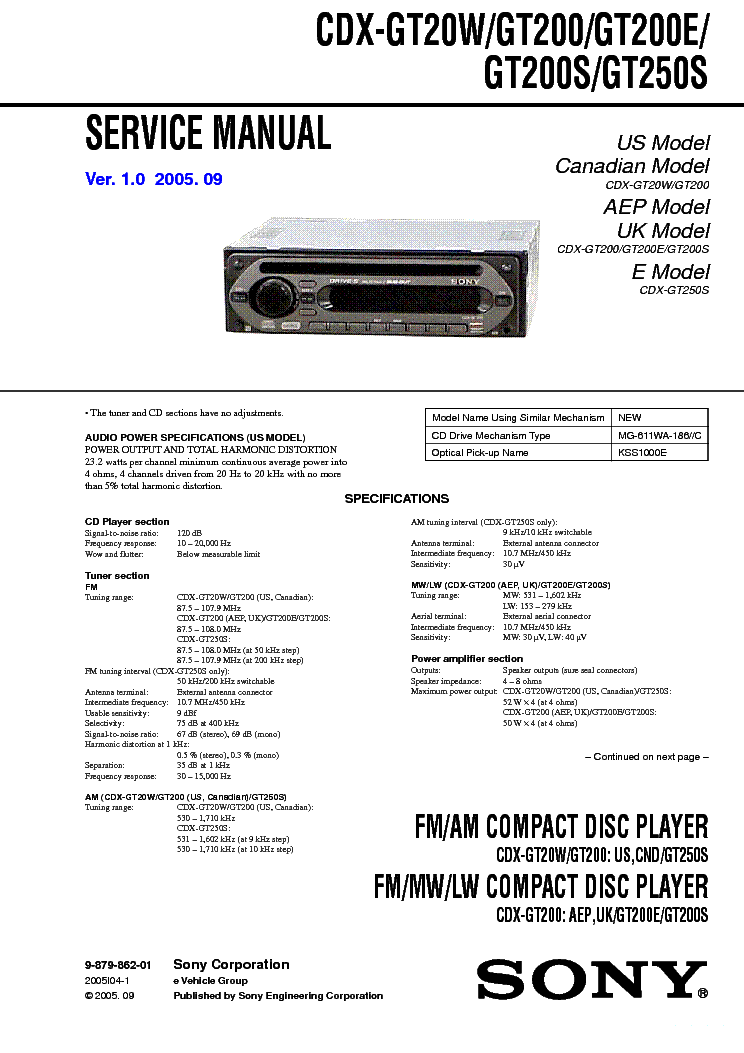 Sony Cdx-gt431pw Wiring Diagram