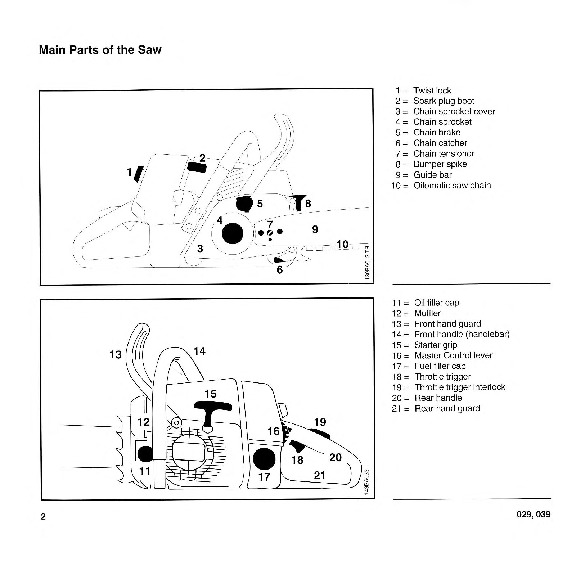 stihl chainsaw 029 super parts diagram