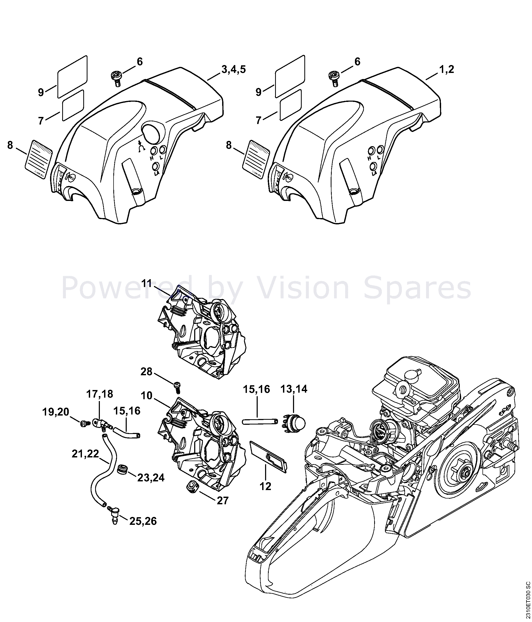 stihl ms210 chainsaw parts diagram