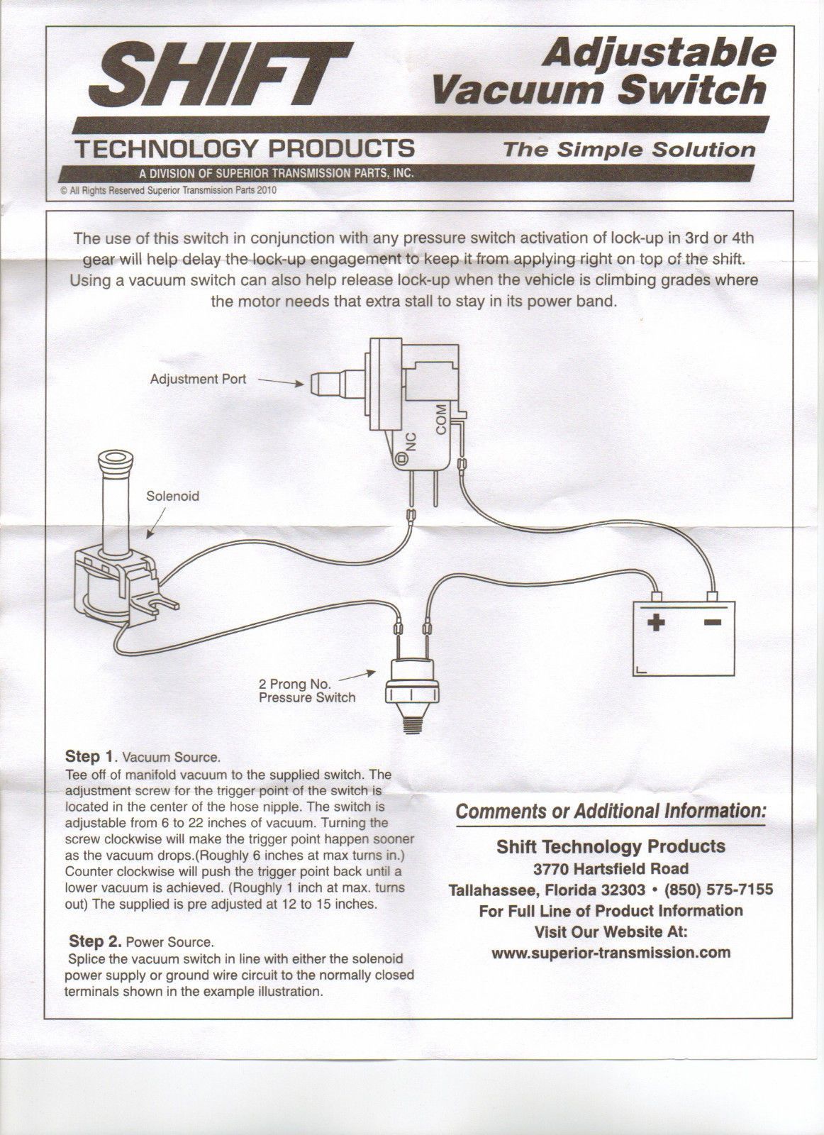 tci vacuum lockup switch wiring diagram