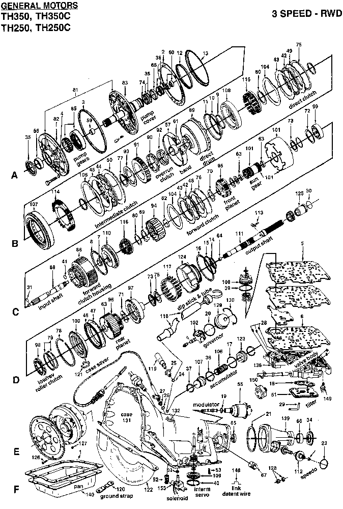 th350 transmission parts diagram