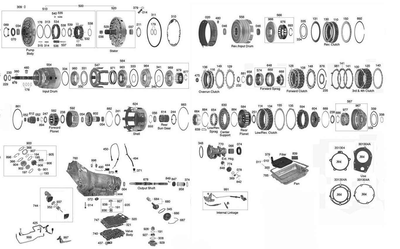 th350 transmission parts diagram