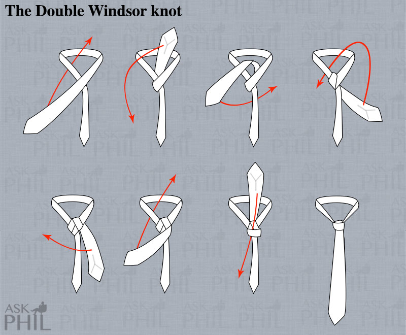 tie double windsor knot diagram