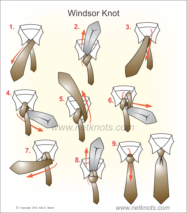 tie double windsor knot diagram
