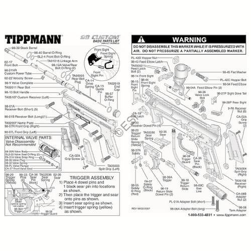 tippmann 98 custom parts diagram