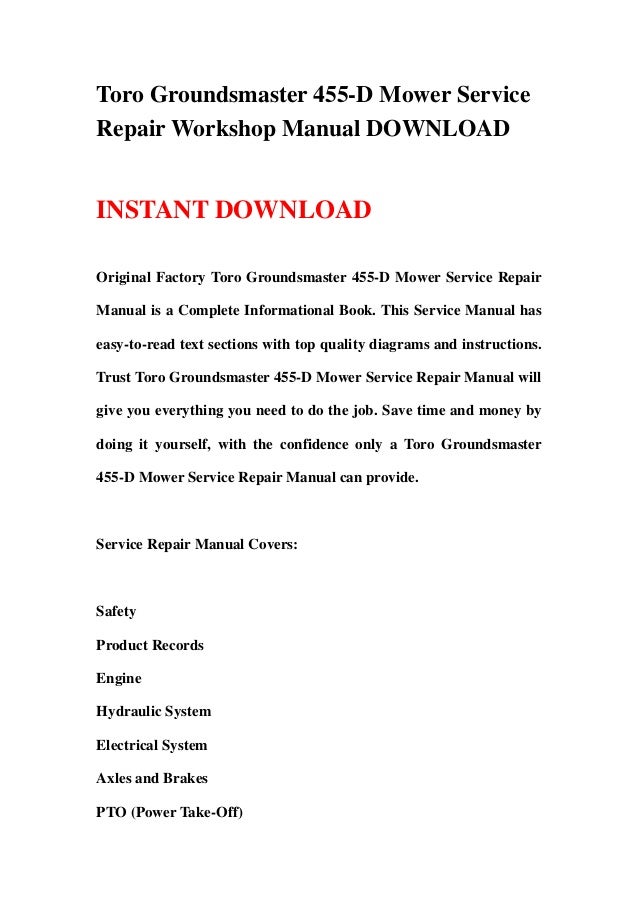 toro groundsmaster 455d wiring diagram