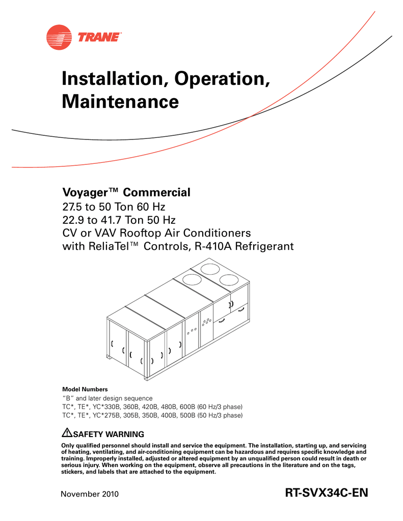 trane voyager parts list