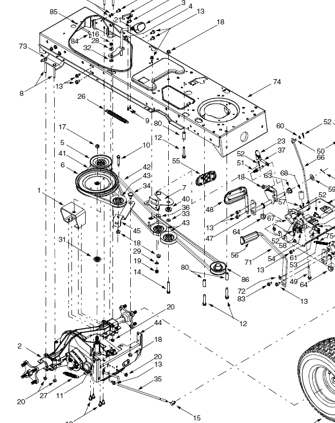 troy bilt pony drive belt diagram