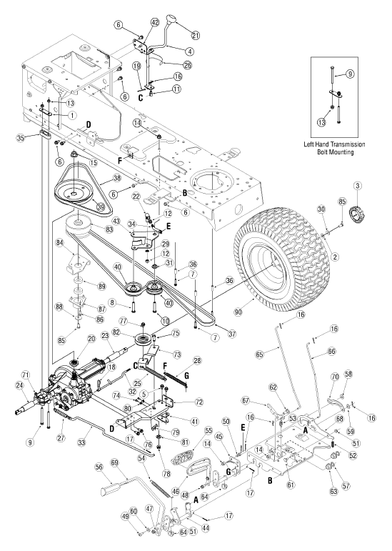 troy bilt pony drive belt diagram