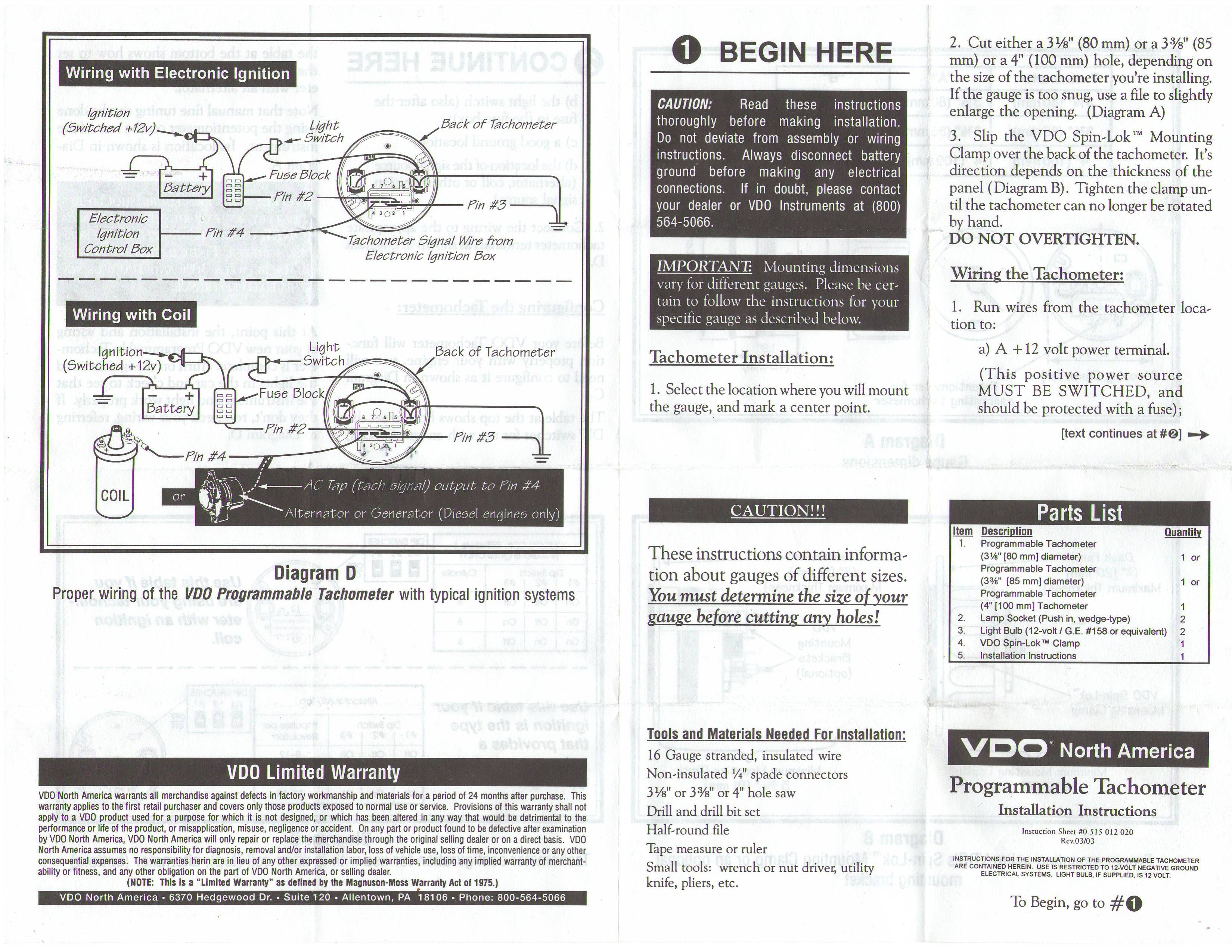 Vdo Diesel Tachometer Wiring Diagram vdo tachometers wiring diagram 