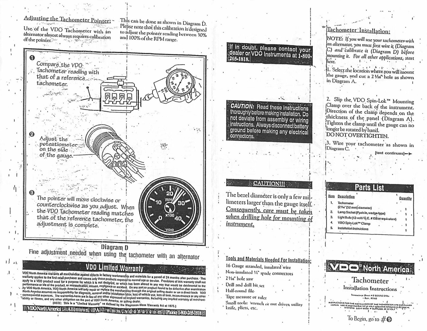 vdo marine tachometer wiring diagram