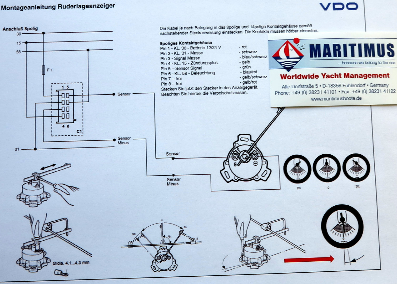 vdo rudder angle indicator wiring diagram