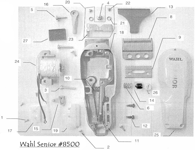 wahl trimmer parts diagram