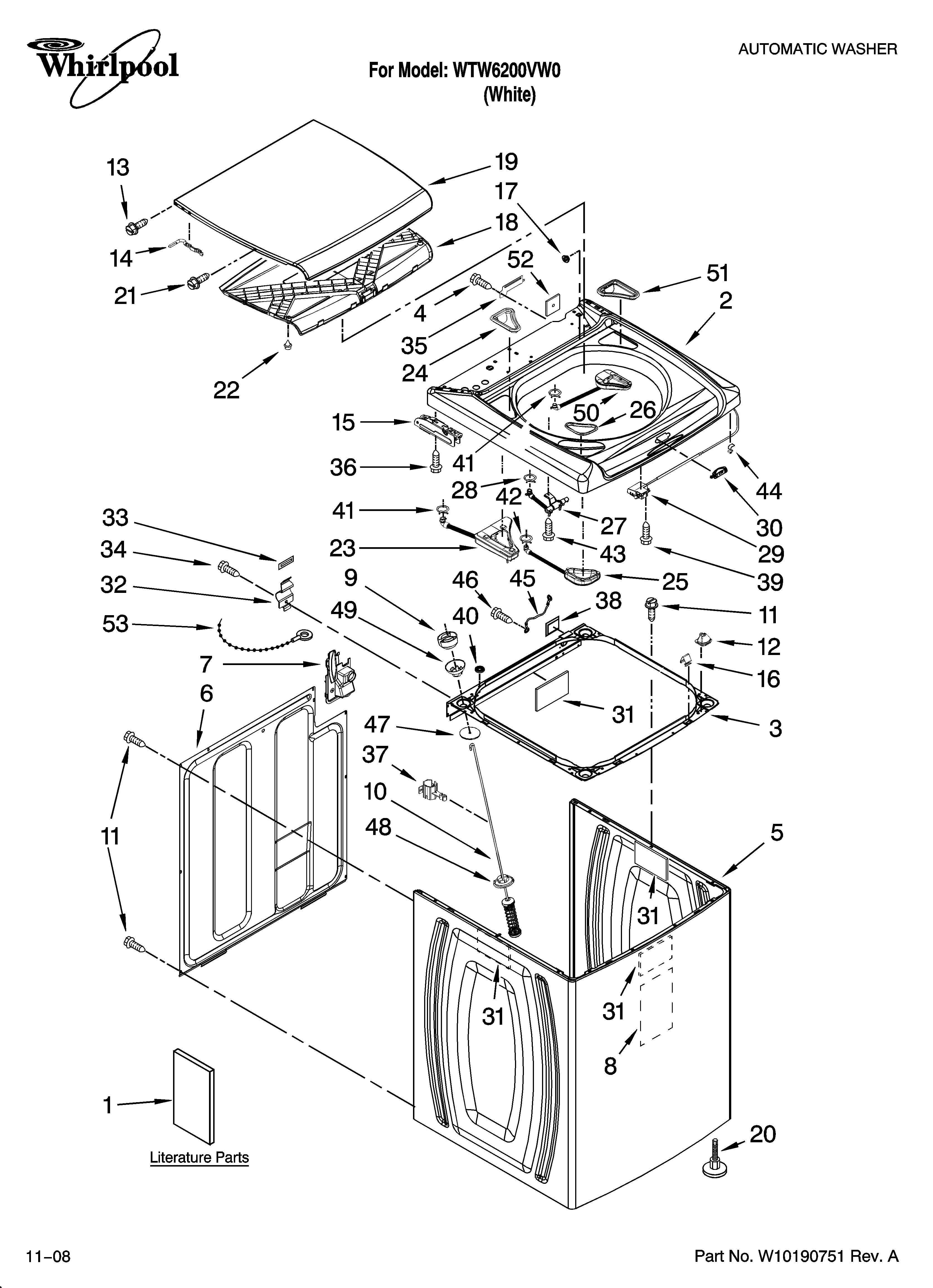 whirlpool cabrio washer parts diagram