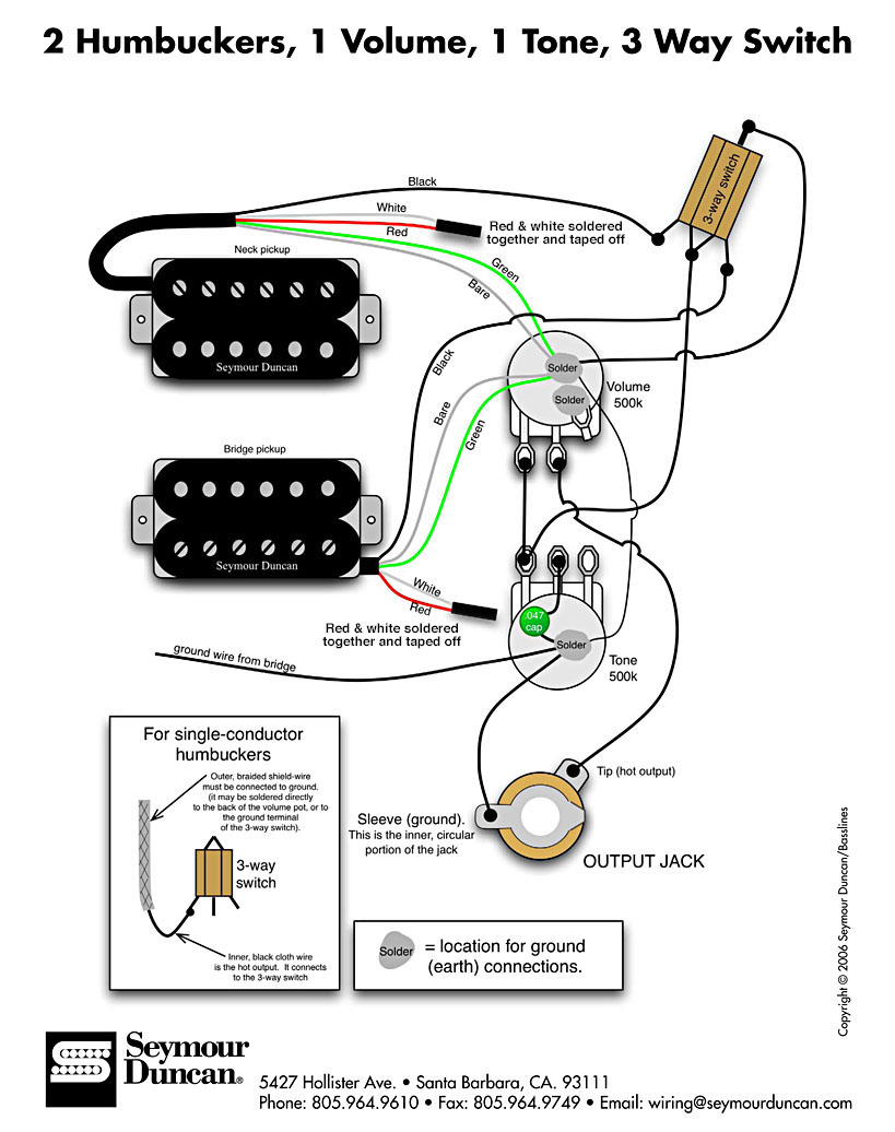 wiring diagram for 2 humbucker guitar with 3 way import lever switch 1 volume 1 tone