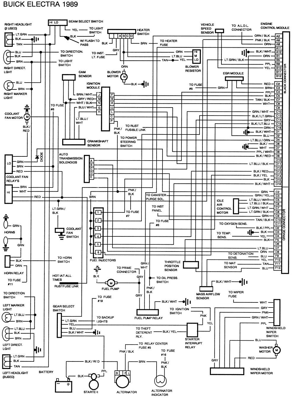 wiring diagram for a 1994 buick skylark streering colunm wire conector