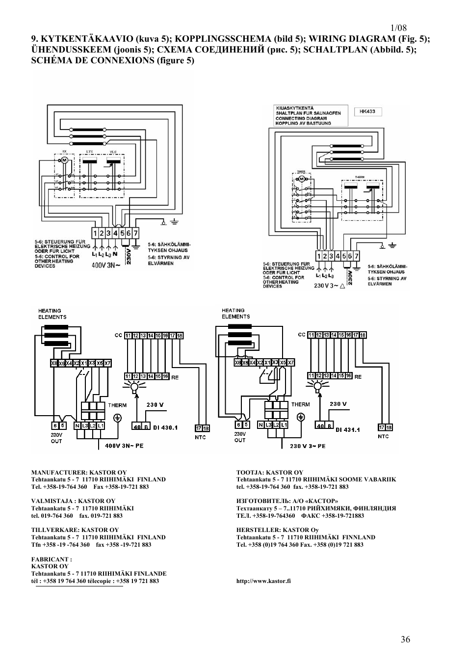 wiring diagram for a scandia sauna