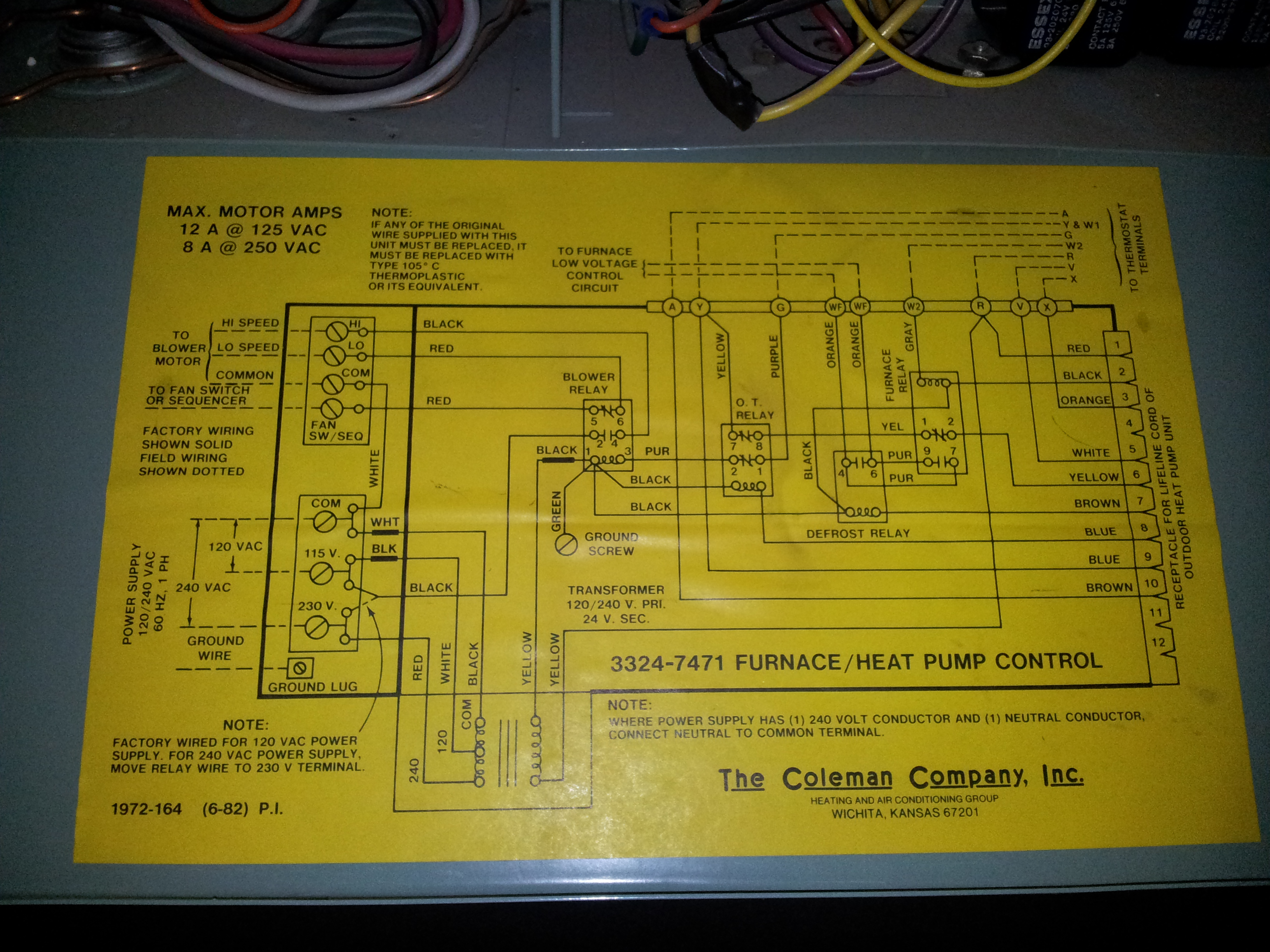 wiring diagram for coleman evcon furnace