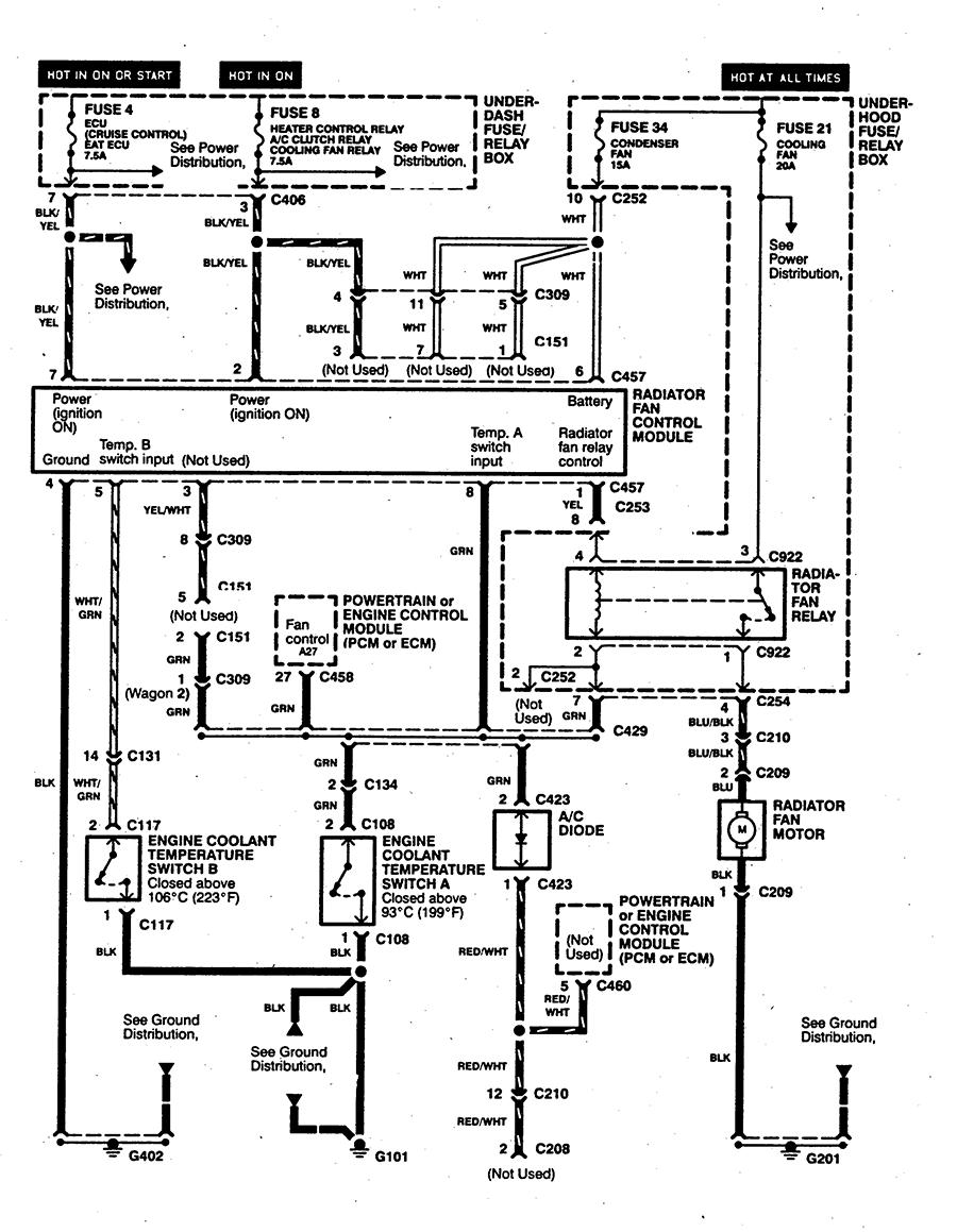 wiring diagram for cooling fan circuit on a 98 sls