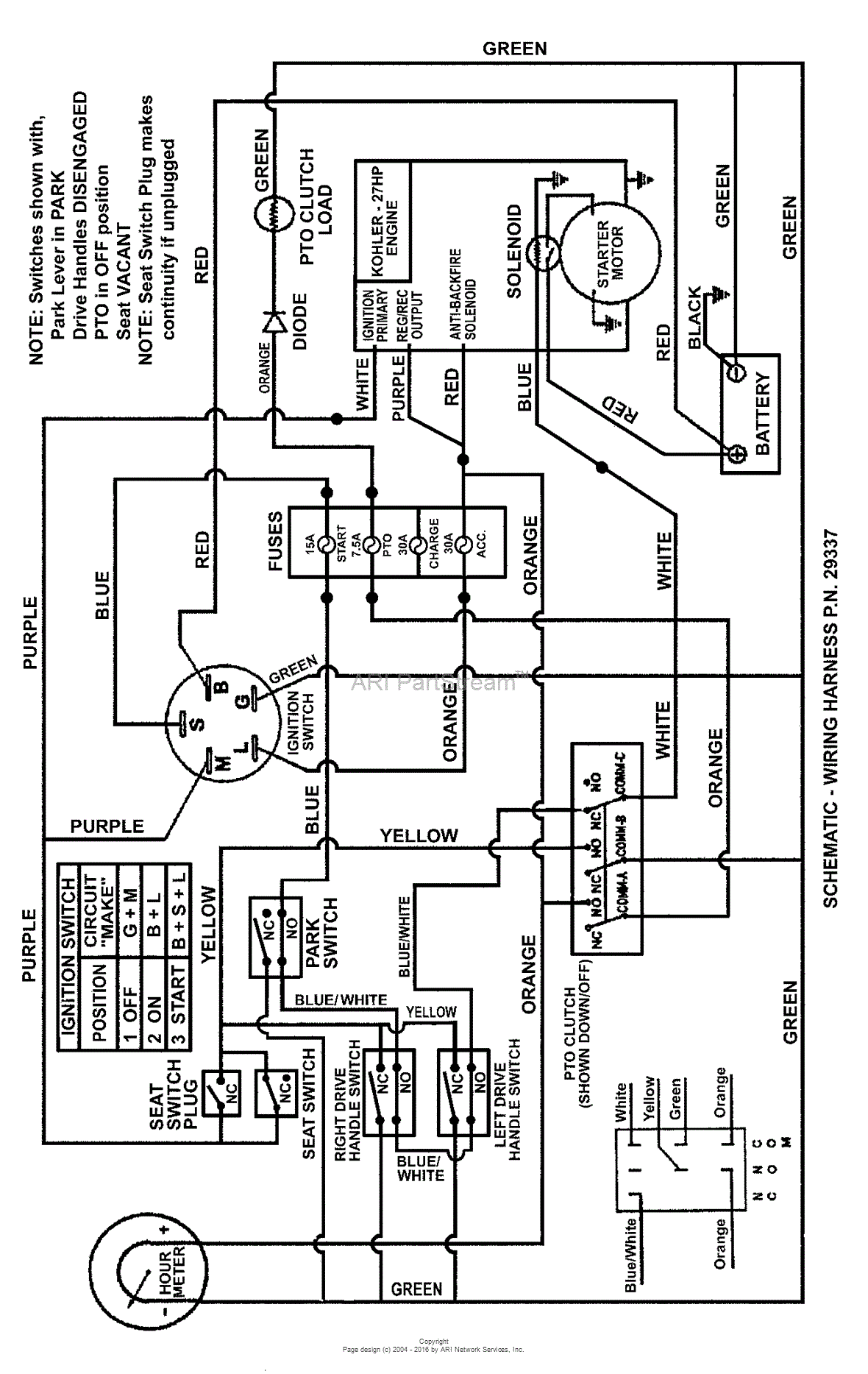 wiring diagram for craftsman riding mower with kohler 15.5 engine