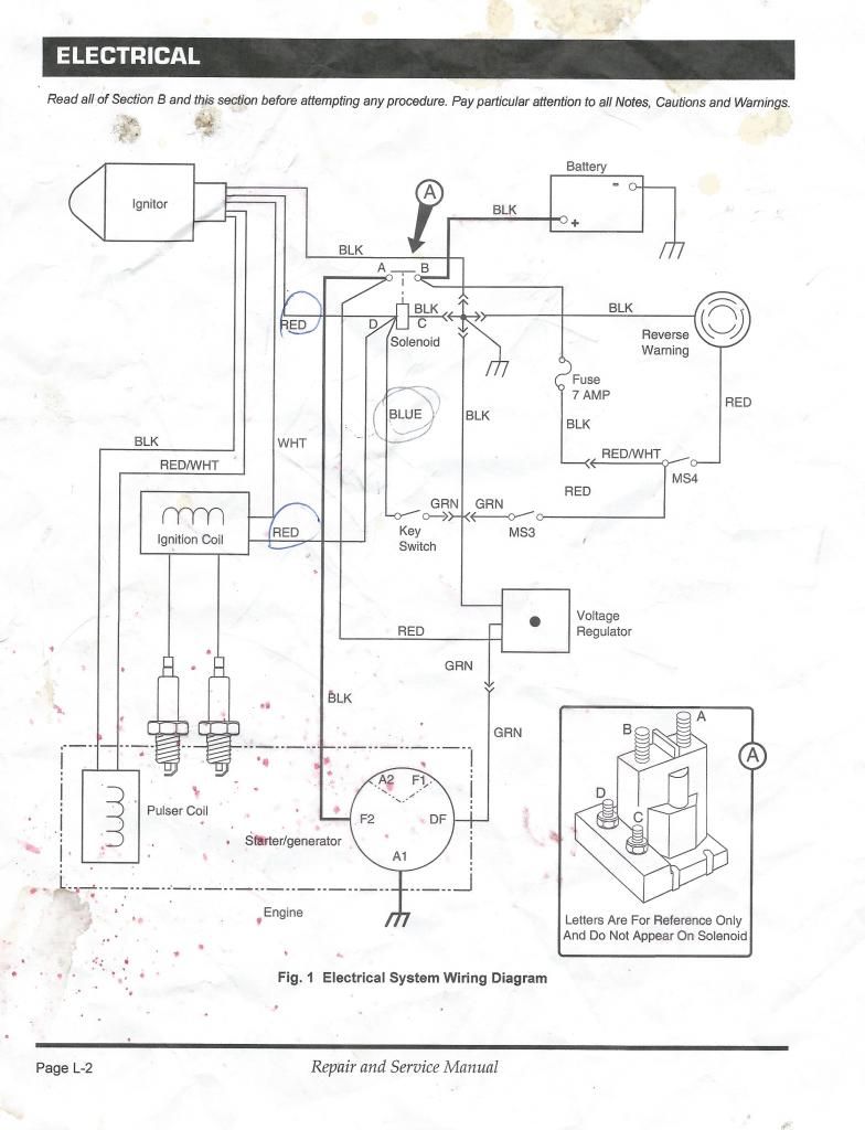 wiring diagram for h199 gas ezgo golf cart