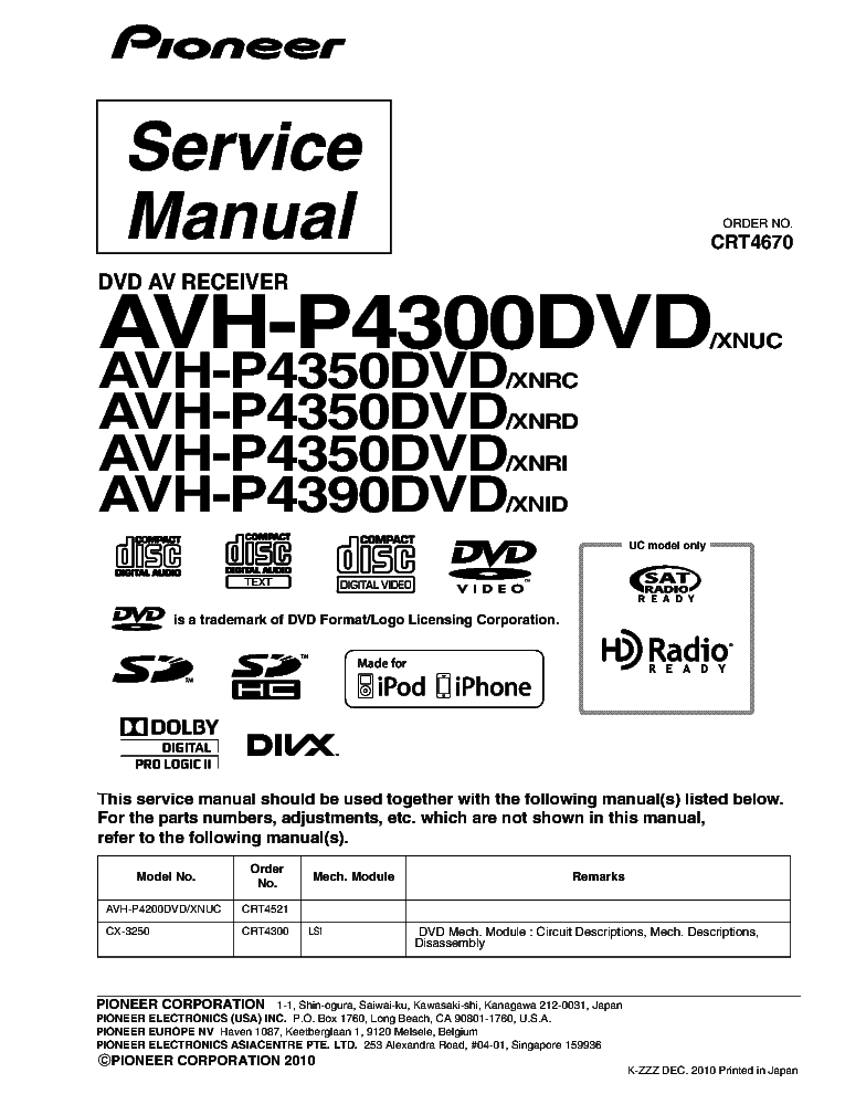 wiring diagram for pioneer avh-x4800bs