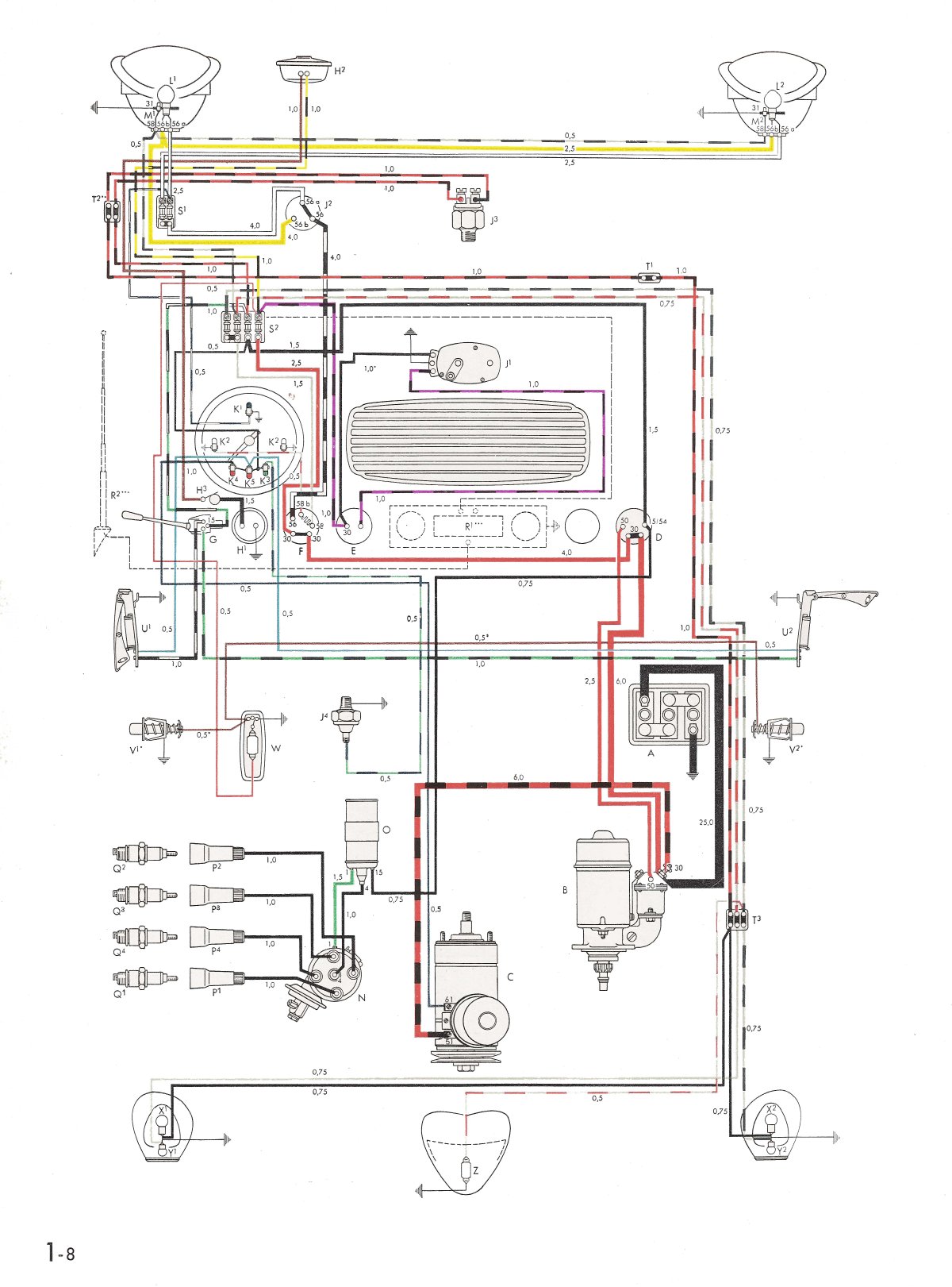 wiring diagram for speedometer and gauges on a69 beetle