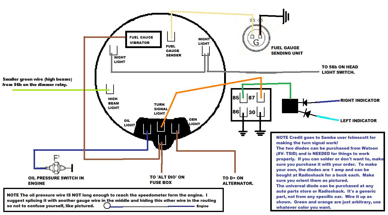 Wiring Diagram For Speedometer And Gauges On A69 Beetle