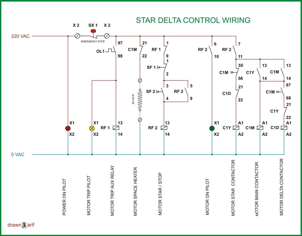 wiring diagram panel pompa star delta