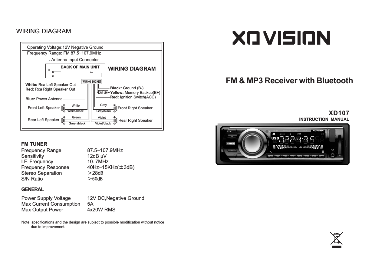 xo vision xd107 wiring diagram for the boot