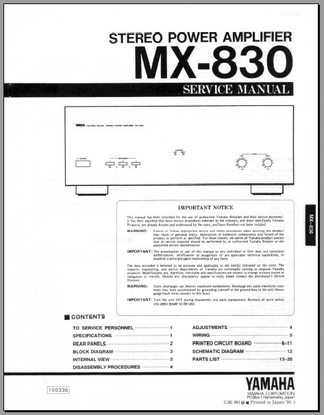 yamaha mx 830 wiring diagram