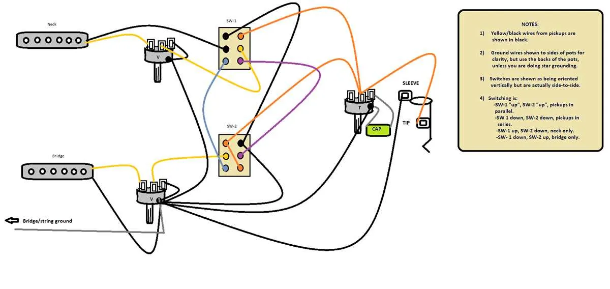 2 pickup guitar wiring diagrams