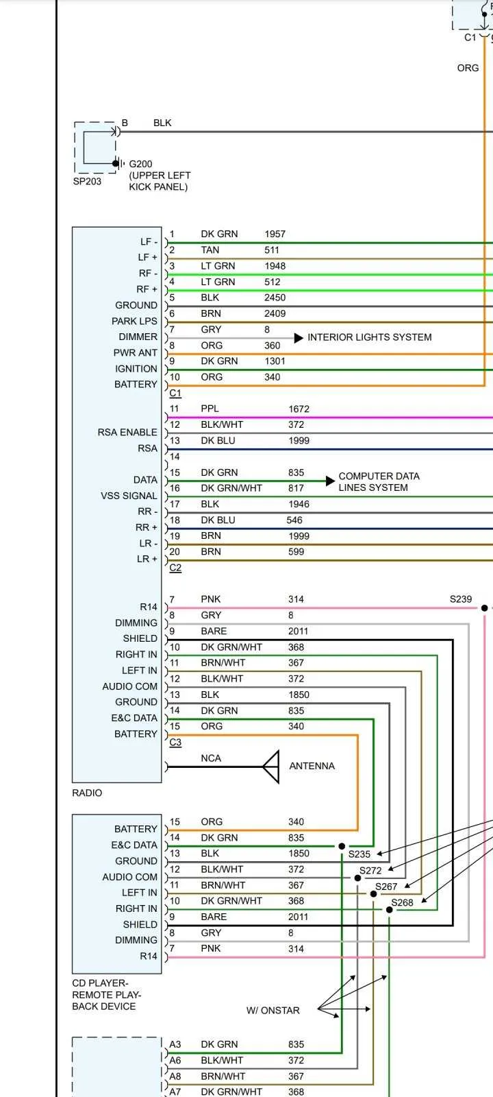 2000 chevy silverado stereo wiring diagram color code