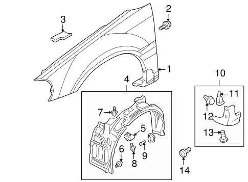 2005 sebring convertible inner fender liner parts diagram