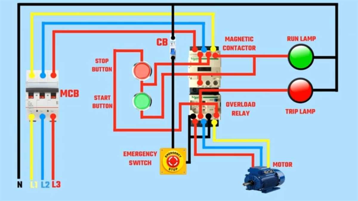 Three phase motor starter wiring