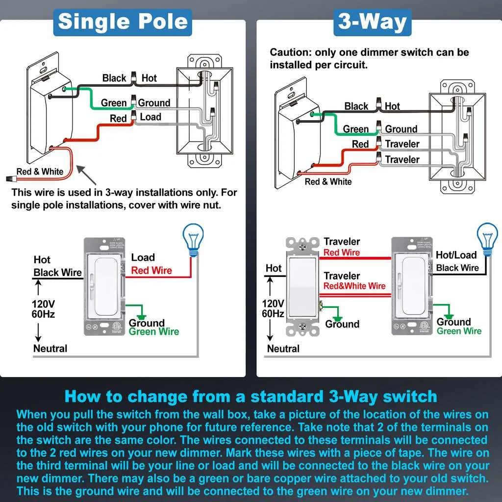 3 way light dimmer switch diagram